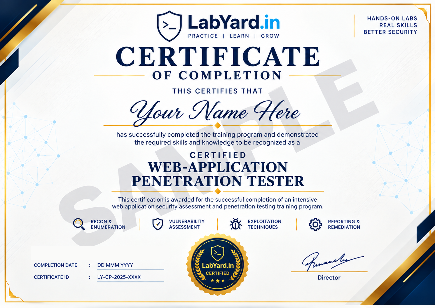 Sample certificate
